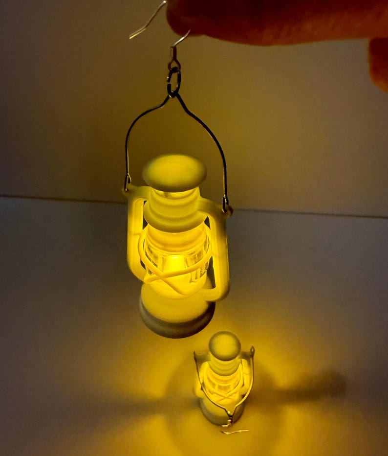 Medieval Lantern Earrings | Fantasy Cosplay Light-up Jewelry | 999 Silver