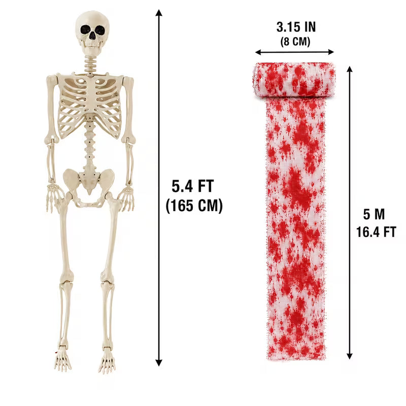 5.4 Ft Life-Size Poseable Skeleton Halloween Decoration