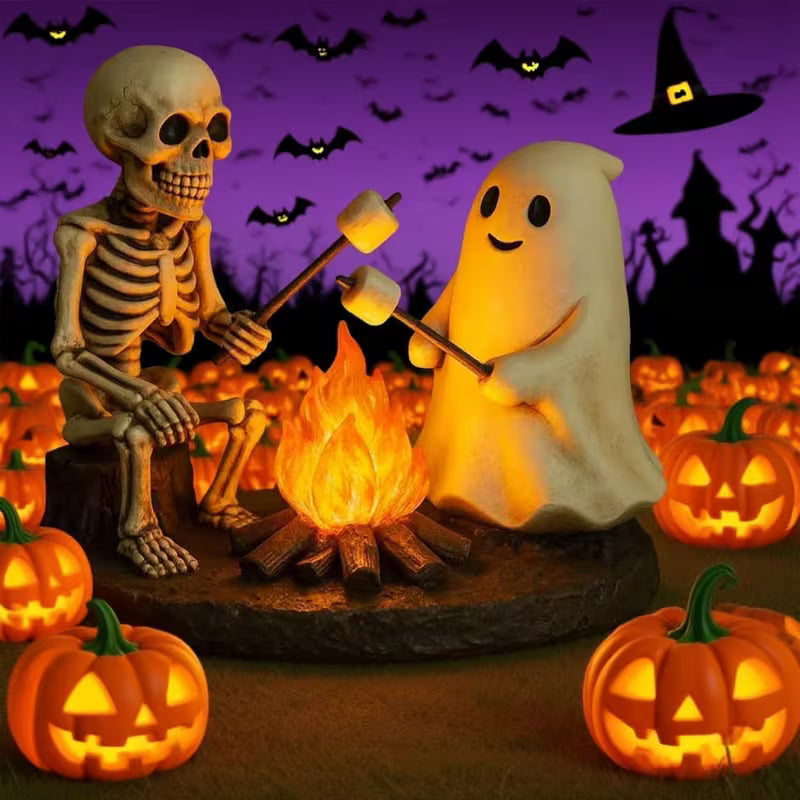 Flickering Flame Campfire LED Lamp with Roasting Marshmallow