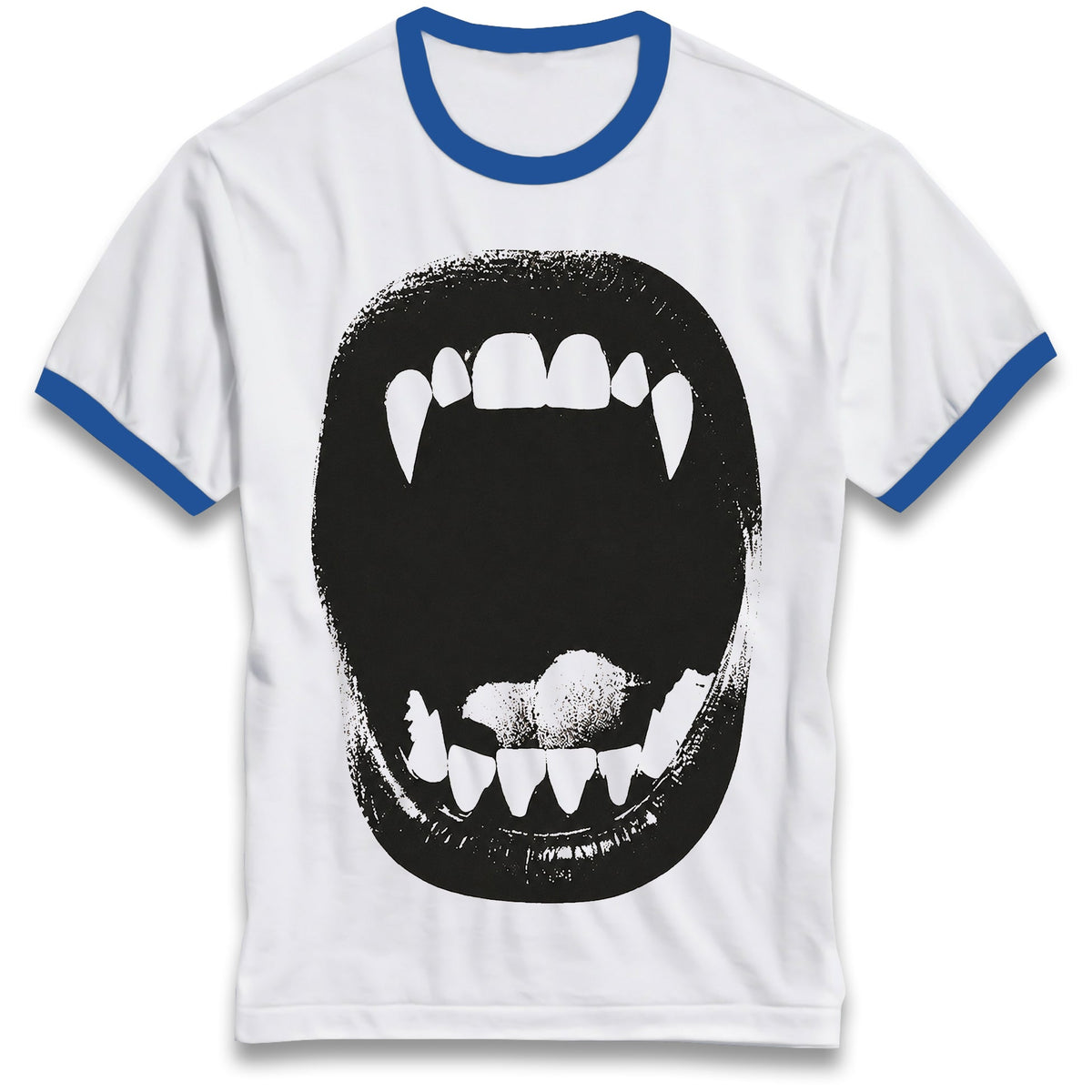 Back of Vampire Bite Ringer T-Shirt, white with red trim, perfect Halloween costume tee.