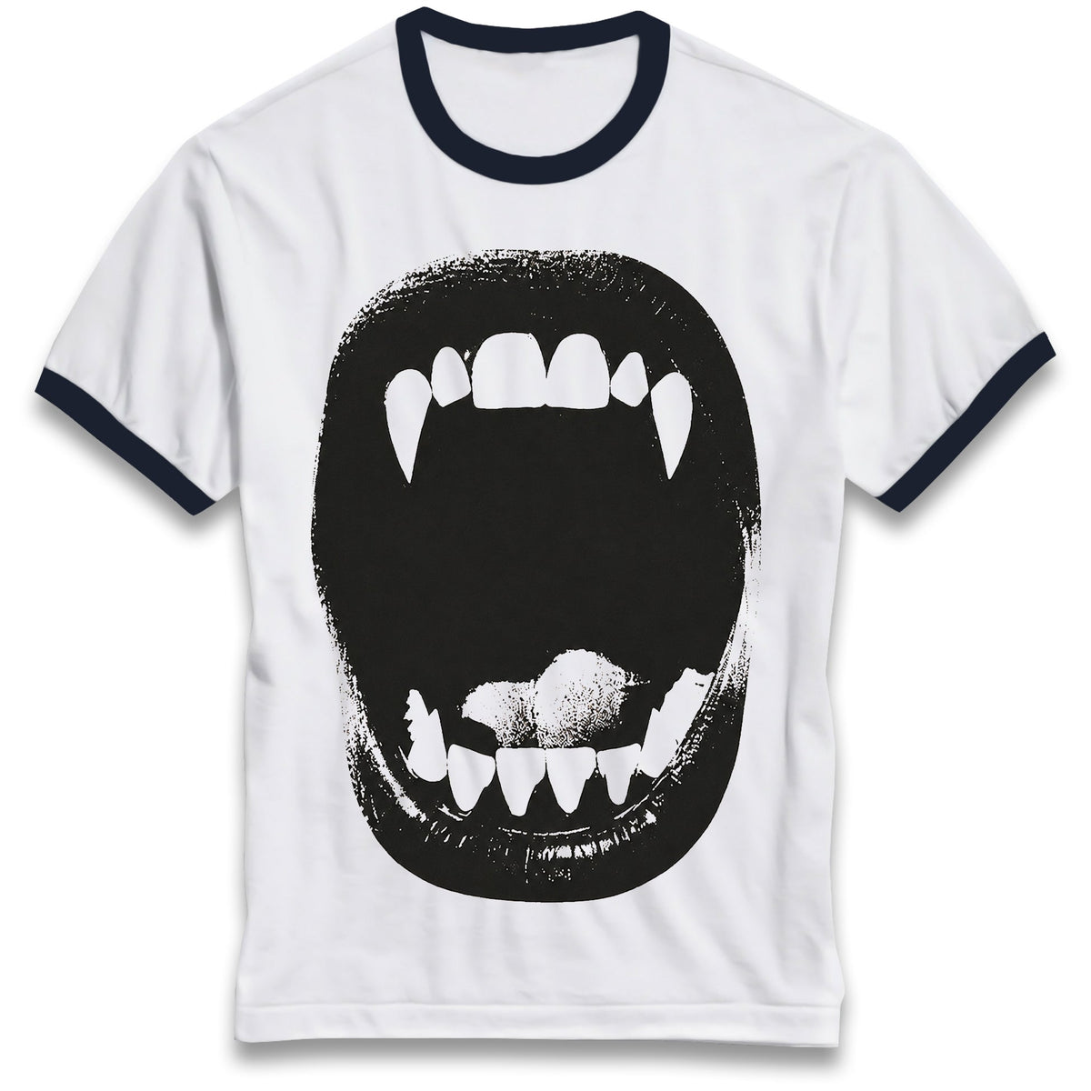 Vampire Bite Ringer T-Shirt, Halloween costume tee, red bite marks, image 6 of 7.